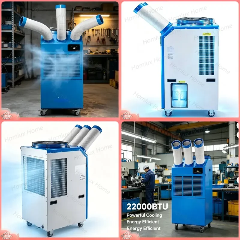 22000 BTU Portable Air Conditioner Industrial Mobile AC Unit for Warehouse Workshop Home Office Cooling Fixed Point Aircon