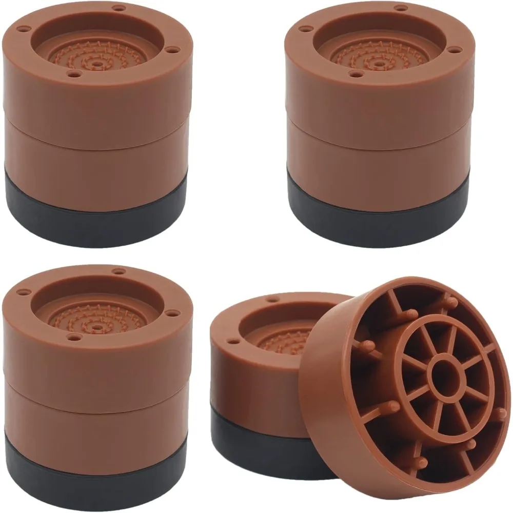 

4 Sets Bed Furniture Risers (Brown), 1 inch or 2 inch Heavy Duty Adjustable Round Risers with Furniture Pads for Bed Frame, Desk