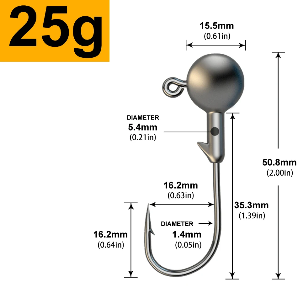 MrLurion 30pcs 1g 2g 3g 5g 10g 14g 18g 22g 25g 28g Vissen jigging hoofd haak, ronde kop rigs vishaak voor zachte worm crank lokt