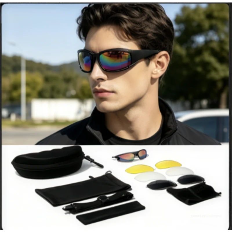 

Men Windproof Sunglasses Road Bicycle Glasses Multi Piece Lens Set Cycling Riding Protection Ultraviolet-proof Goggles Eyewear