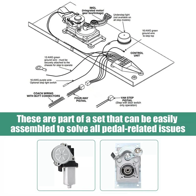 RV Step Motor 676061&Gear Box 379160 For Lippert Kwikee Automatic Electric Steps