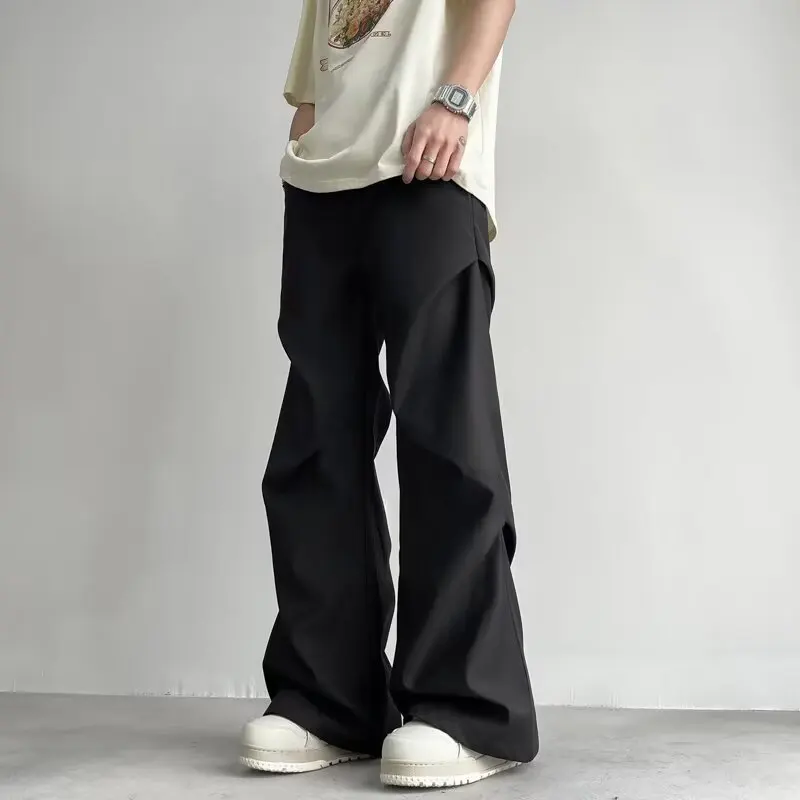 Japanese Retro Hip-hop Cargo Pants for Men Korean Fashion Loose Casual Wide Leg Flared Pants Y2k Joggers Men Clothing Streetwear