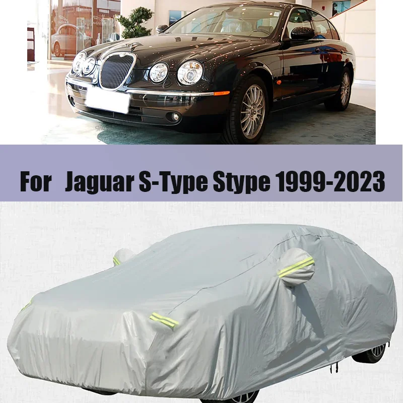 

Black Full Car Cover For Jaguar S-Type Stype 1999-2023 Waterproof Summer Anti-UV Sun Shade Winter Snow Rain Protection Cover
