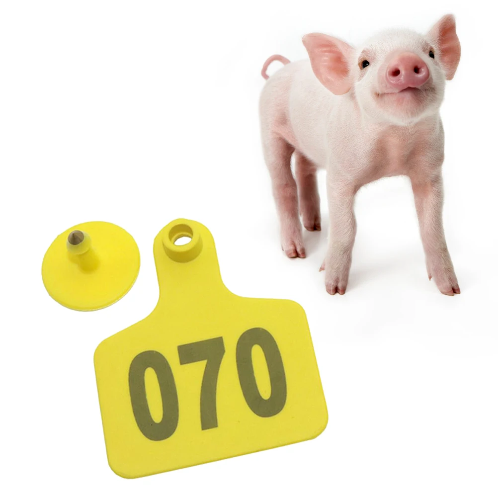 

100 pcs EarTags for Cows Pigs Goats Livestock ClearNumbers NonToxic Plastic Design FadelessPrinting Animal Tags