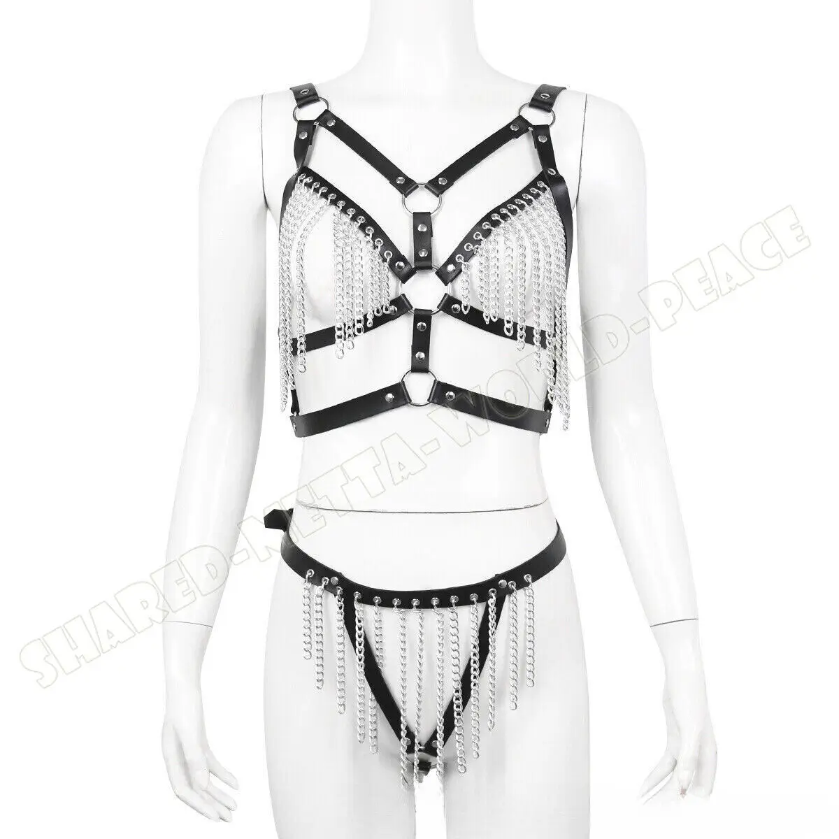 Leather Belts Bikini Beach Necklace Harness Bondage Suspenders Body Chain Women Sex Toy BDSM Slave