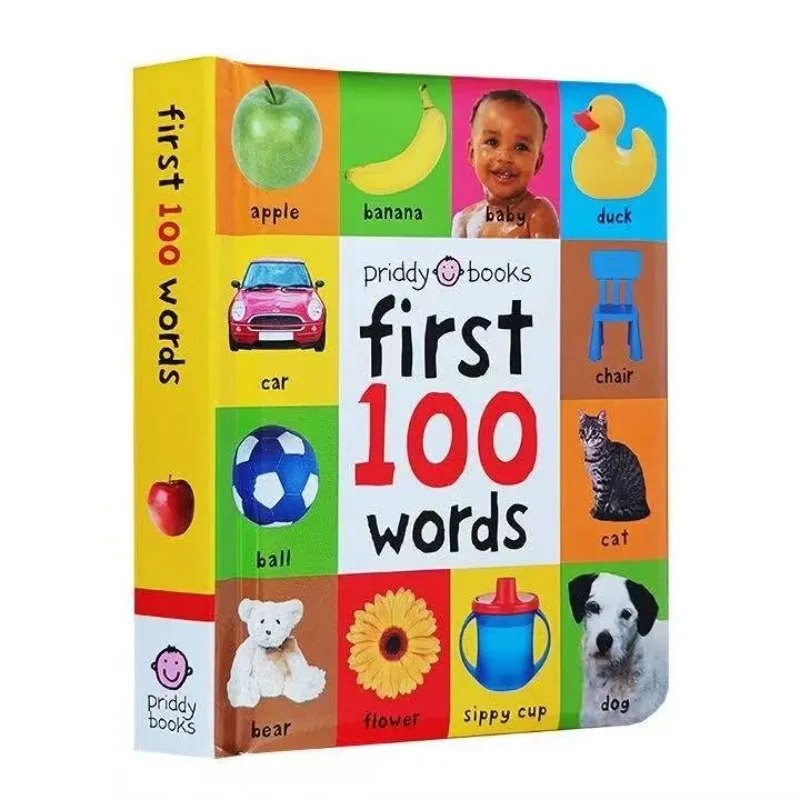 1 Book Montessori First 100 English Words Learning Cardboard Book Animals Colors Numbers Language Physical Picture Books