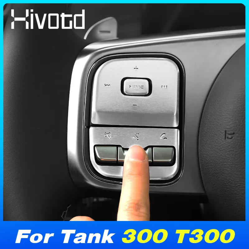 Car Steering Wheel Central Control Button Decoration Cover Part For WEY GWM Tank 300 T300 2022-2023 Interior Accessories Styling