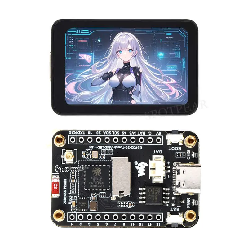 esp32-s3開発ボード-164インチタッチスクリーン-164インチamoledディスプレイ-arduino-lvgl対応-sdポート搭載-qmi8658c-6軸センサー