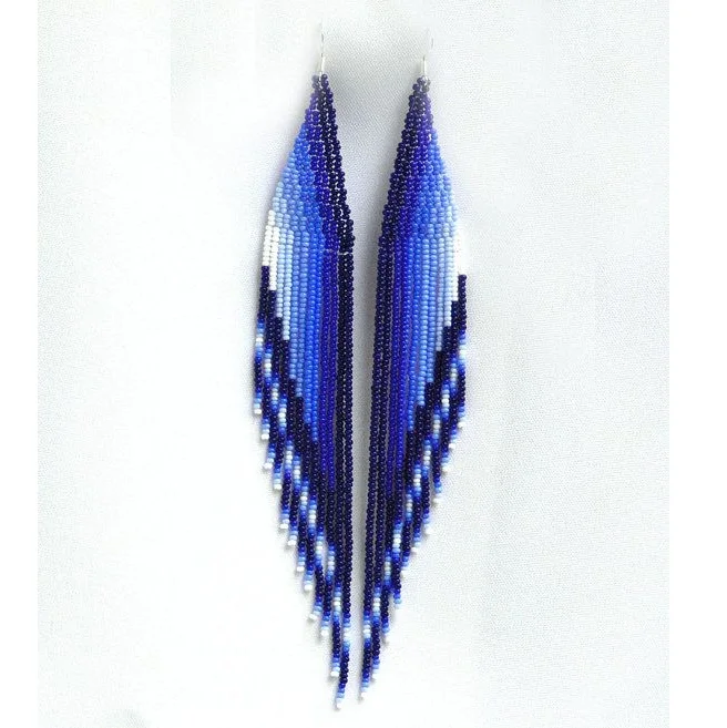 Beaded earrings Tassel Personality Bohemia female Original Hand-woven Trend  Geometry Simple Pattern Rice bead earrings