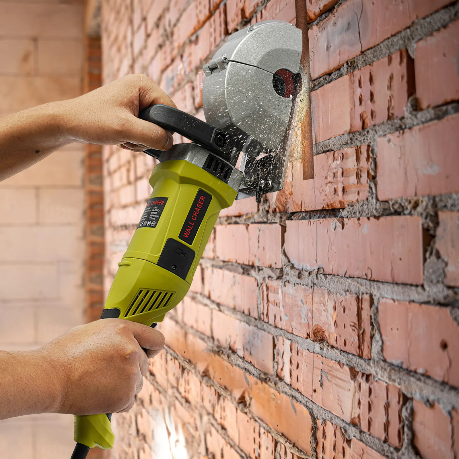 4000W 360 °   벽 홈파기 도구, 1.18인치 조절 가능한 깊이/폭으로 정밀한 콘크리트 절단 가능