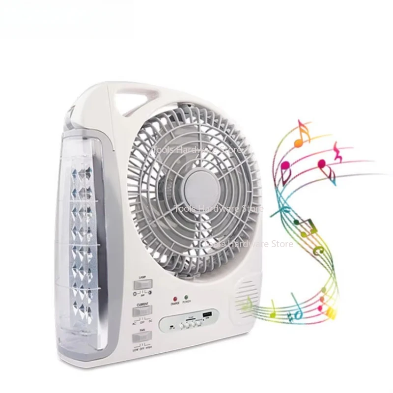 

Многофункциональный портативный вентилятор 6 в 1, светодиодный светильник, заряжаемый на солнечной батарее, 2 скорости, регулируемая яркость, поддержка tf-карты