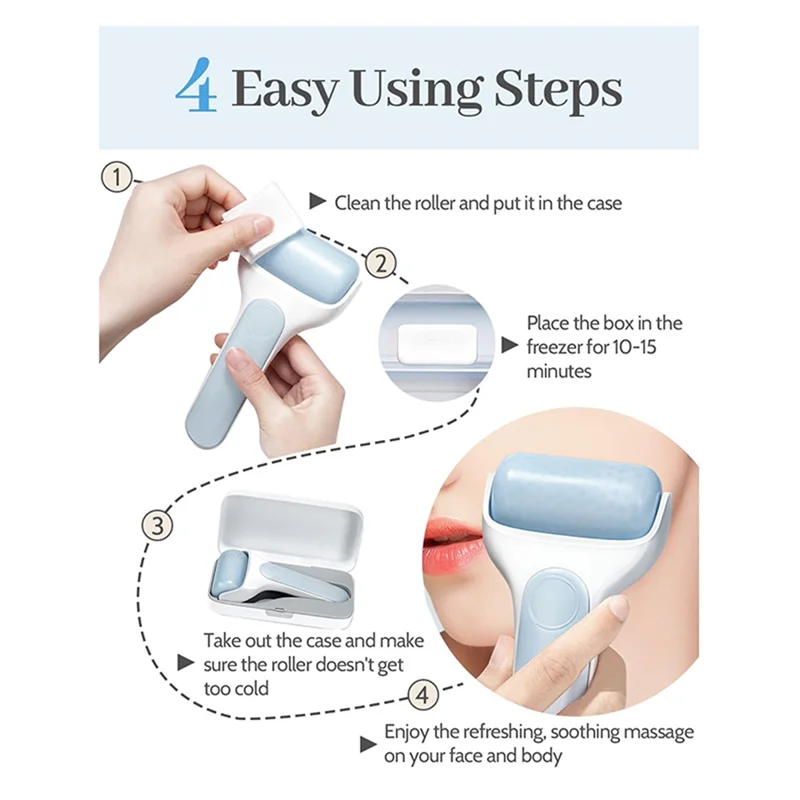 A24P Ice Roller For Face, Enhance Complexion, Reduce Puffiness And Dark Circles, Lymphatic Care Face Massager