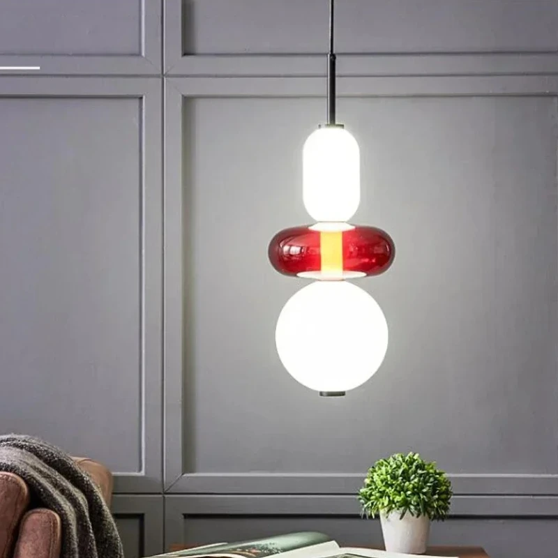 Modern Candy Glass Italian Hanging Lamp Colorful Pendant Light Chandelier for Loft Living Room Kitchen Restaurant Ceiling Decor