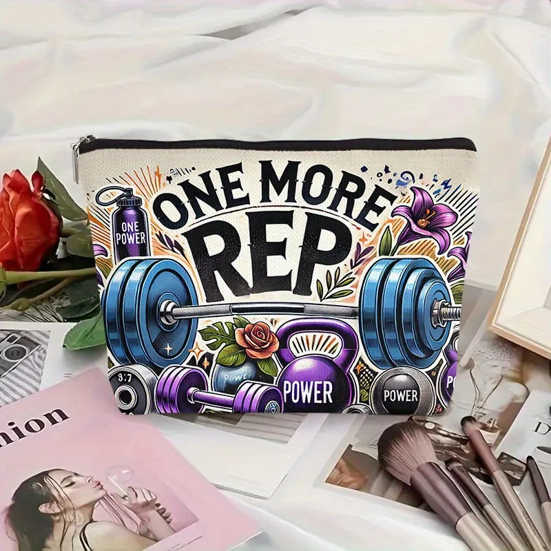 Un sac de maquillage sur le thème d'haltérophilie – jolie pochette multifonctionnelle à fermeture éclair pour femmes, sac de rangement de bijoux