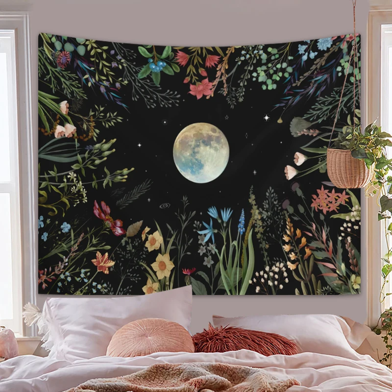 Tapestry for Bedroom Tapestry Clearance Moonlight Garden Tapestry Colorful Plant Tapestry