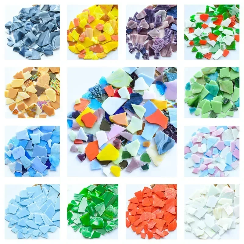 3.5oz/100g Polygon Mica Mosaic Tiles DIY Craft Colored Fragments Glass Tile Mosaic Making Materials Irregular Shape Pieces