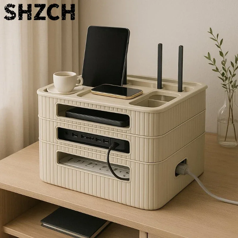 Boîte de rangement pour routeur Wi-Fi, support pour décodeur TV, organisateur de câbles pour le bureau à domicile, le salon, étagère de rangement pour prise de modem.