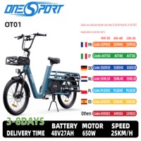 ONESPORT-OT01 Electric Bike, 650W Motor, 48V 27Ah Battery Electric Bicycle 20 Inch, Max Speed 25 km/h  Range 100 km Adult E-bike