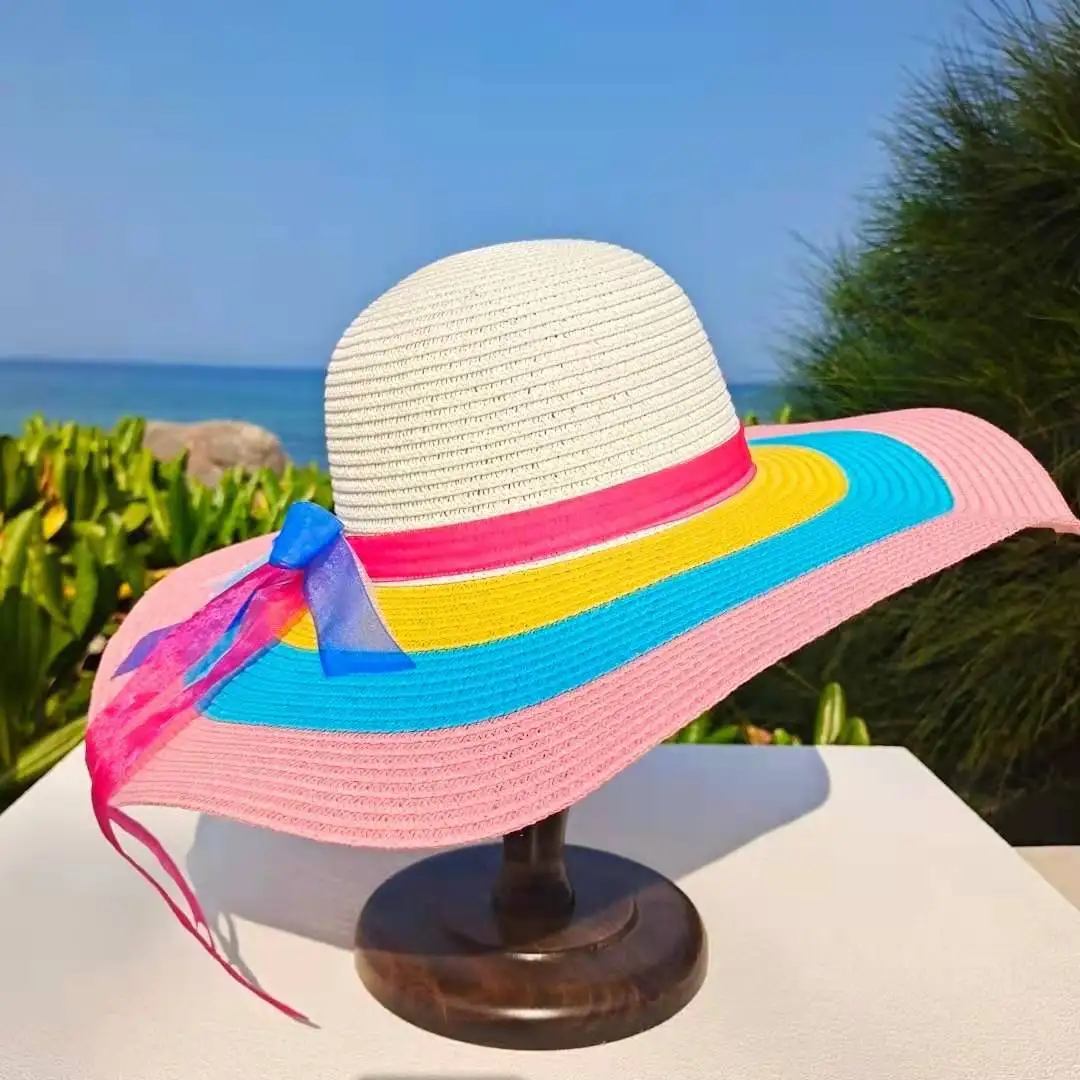 Women\'s Summer Straw Hat Beach Travel Straw Hat Beach Big Brim Sunblock Sunshade Hat Holiday Foldable Летняя соломенная шляпа 