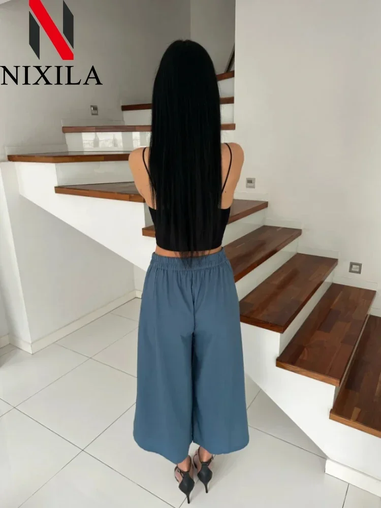 Women's Wide-leg Cotton Linen Pants Spring Autumn Leisure Fashion Knitted Formal Streetwear Elegant Loose Fit Casual Trousers