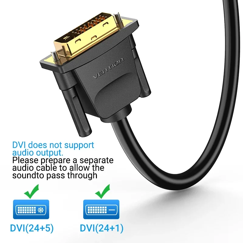 Vention Kabel DVI do HDMI DVI-D 24+1 Pin męski do męskiego Konwerter HD 1080P do PS4 Projektor HDTV Kabel HDMI do DVI Adapter — zdjęcie produktu 6