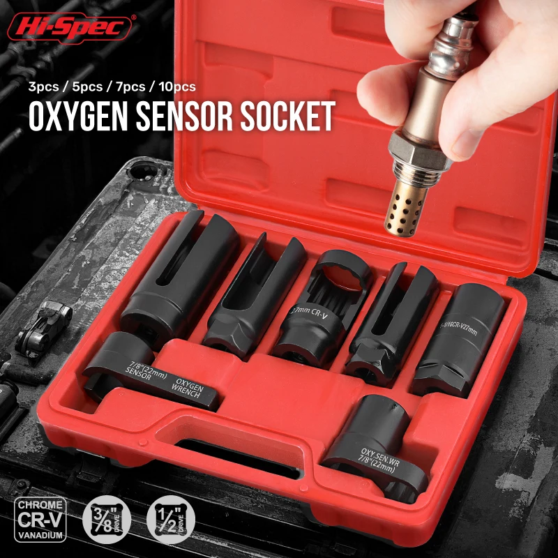 

3/5/7/10PC Socket Set Oxygen Sensor Wrench Socket Kit 3/8"&1/2" Drive Sensor Removal Anti-Fouling Tool mechanical workshop tool