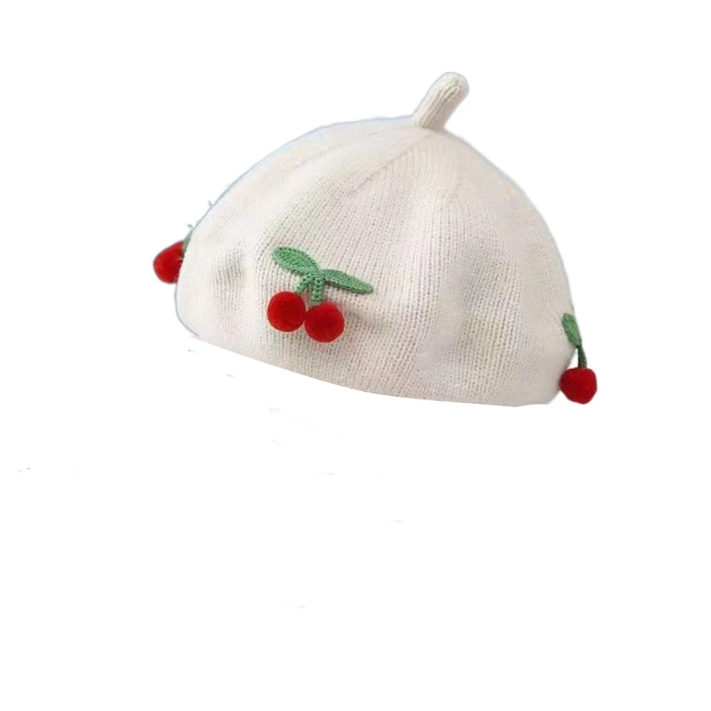 

Fashion Cherry Knitted Pumpkin Hat Windproof Warm Baby Berets Soft Winter Infant Beanie Cap Outdoor