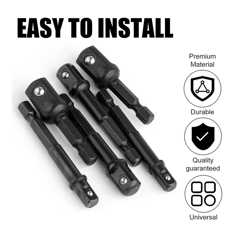 WISH Set di 6 adattatori per prese a percussione, set di conversione per avvitatori a percussione da 1/4,1/2,3/8 pollici Kit di adattatori per prese per trapano