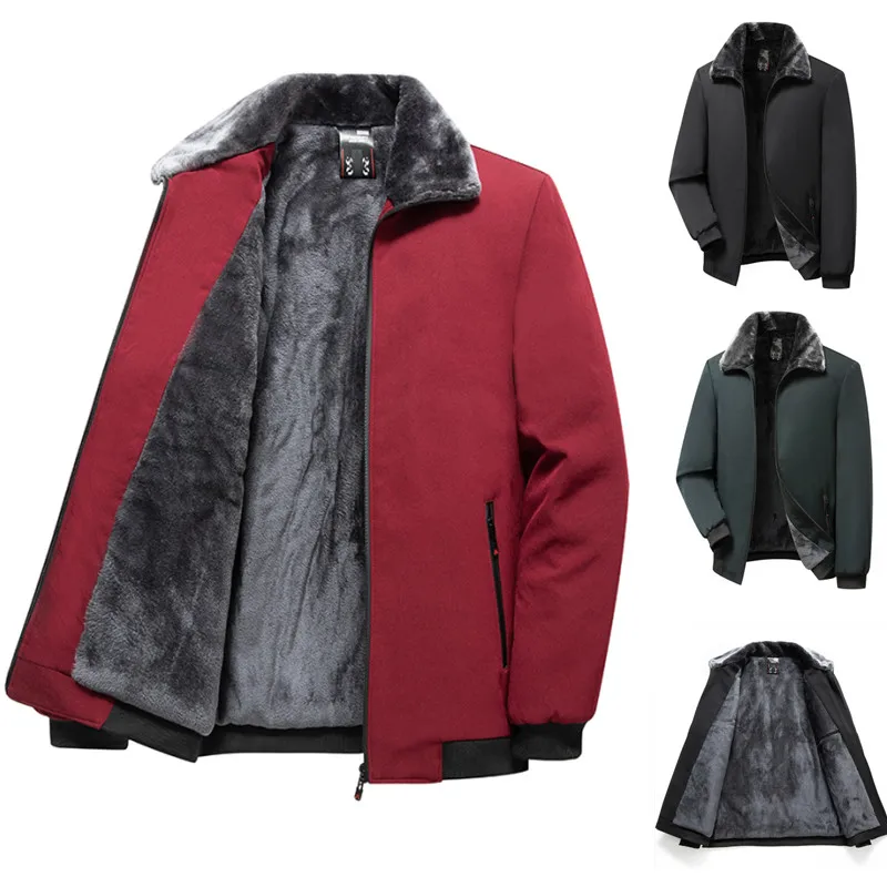 Thiened down Jaet Men's Winter Coat Warm Fluffy Cotton Clothes Middle-Aged Dad Sle Outerwear Busin Gentleman Sle