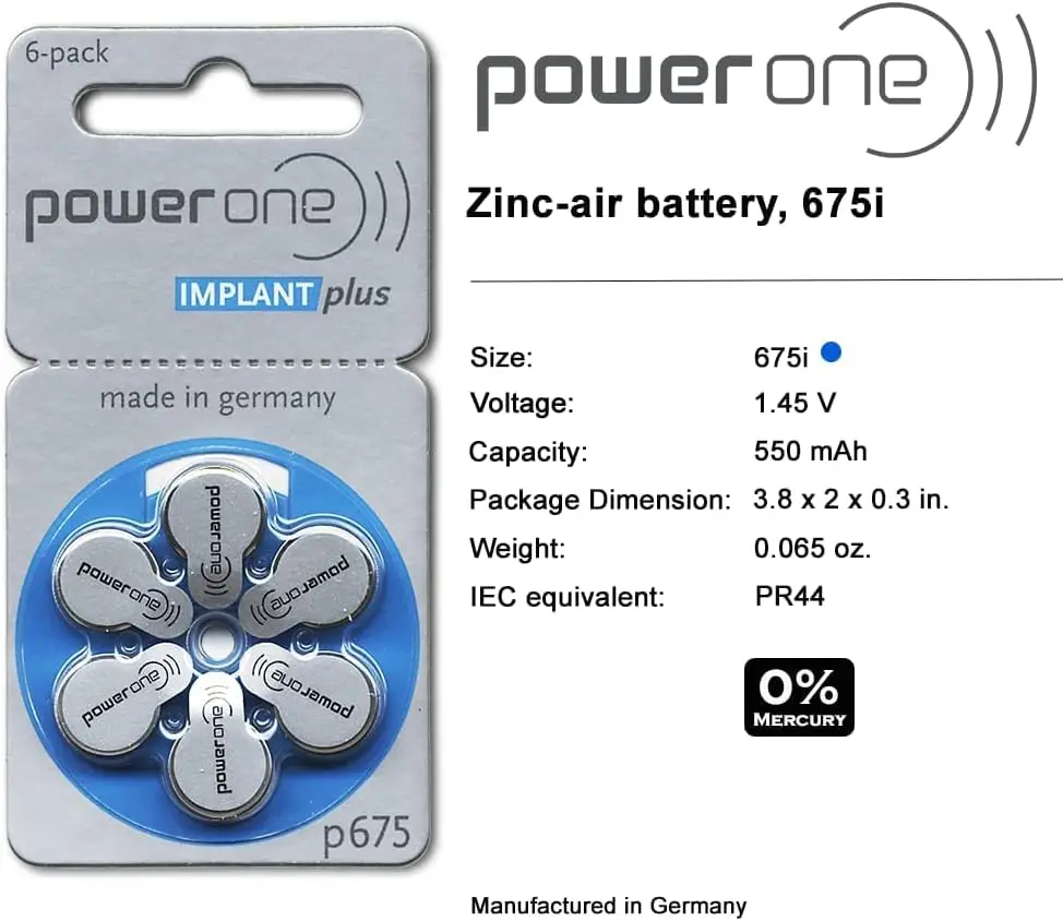 60 Stück Power one Zink Luft Hörgeräte Batterien 675 p675 a675 für bte Hörgeräte Drops hip