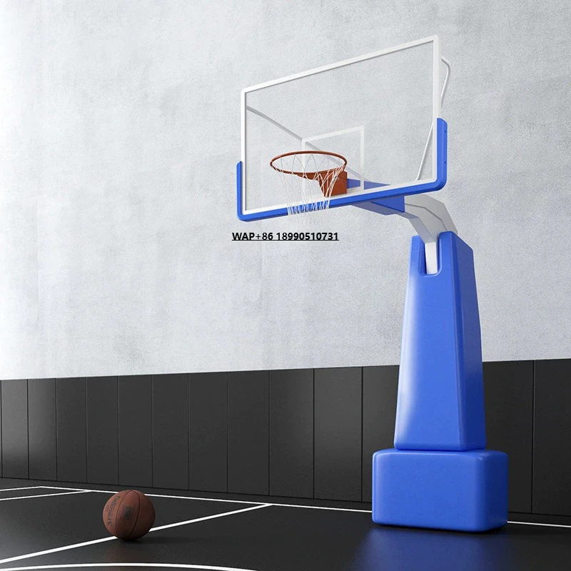 

Manufacturer Supply Hot Sale High Quality Movable Basketball Hoop System Height Adjustable Wheels Tempered Glass Backboard Stand