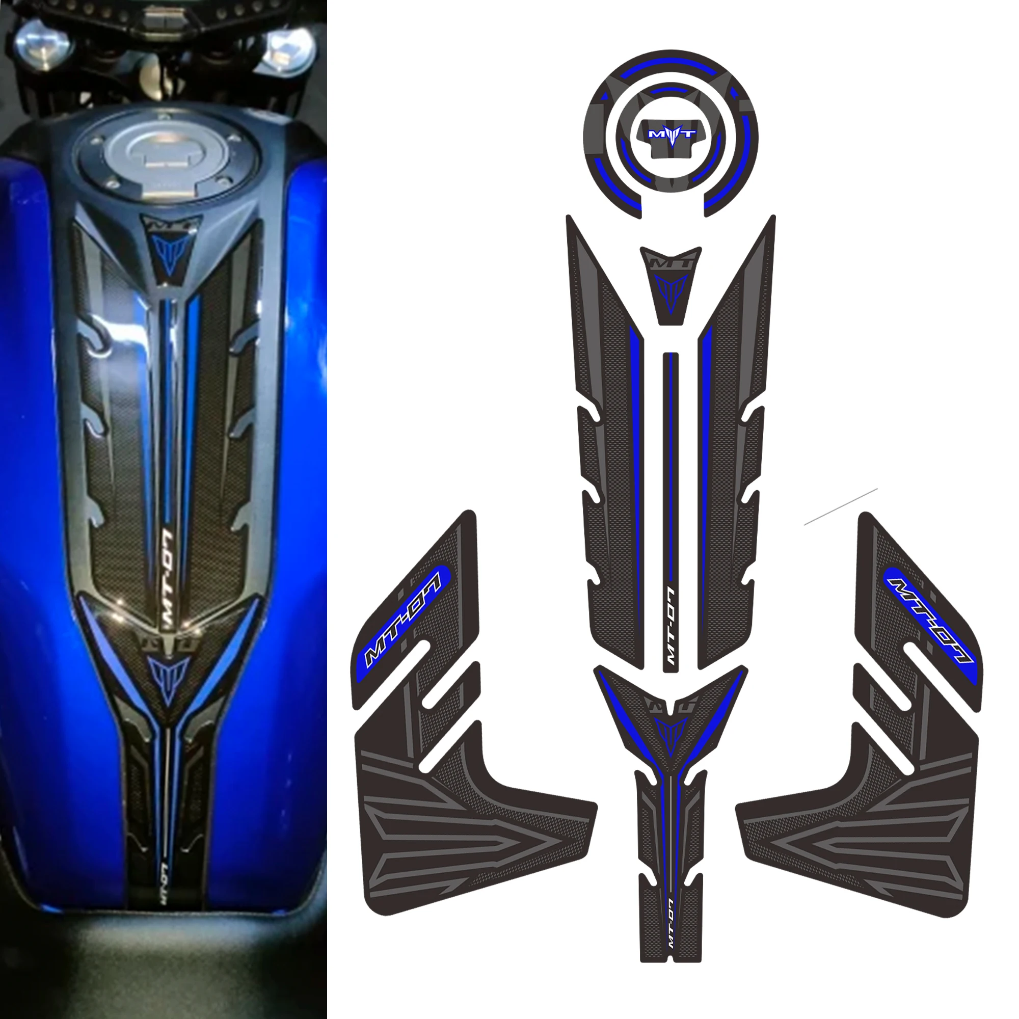 

For Yamaha MT07 SP Tank Pad Grips Motorcycle 3d adhesive decals Stickers Protector Gas Fuel Oil Kit Knee 2018-2020