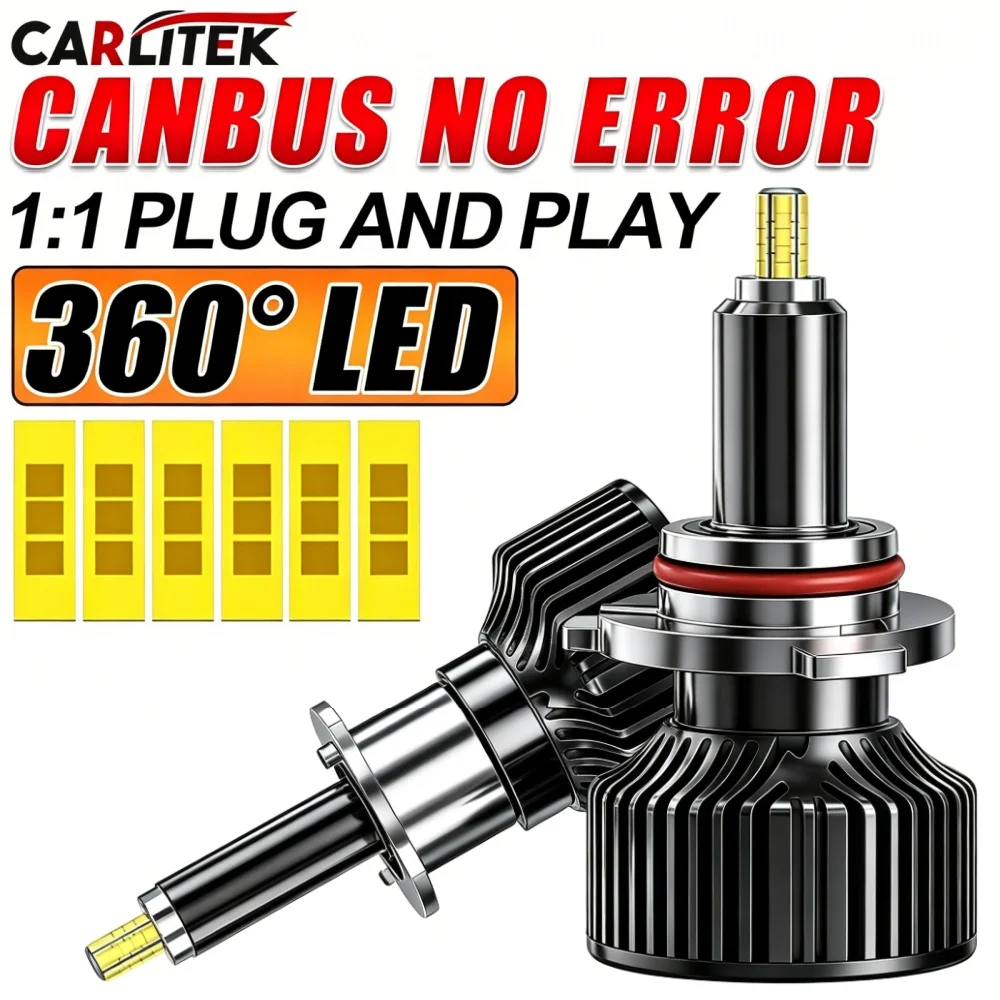 Farol LED Canbus 360 H7 30000LM com Chip CSP, LED H1 H11 H8 9005 9006 HB3 HB4 9012 HIR2 300W 6000K, Lâmpada PTF Ice Bulb Turbo para Luz de Neblina