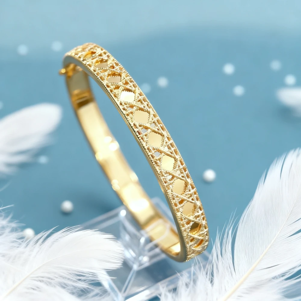 

Luxury Brand Pure For Women Wave Bangle Gold Diamond Design Wedding Jewelry Engagement Bracelet 2025 Trendy Jewelry