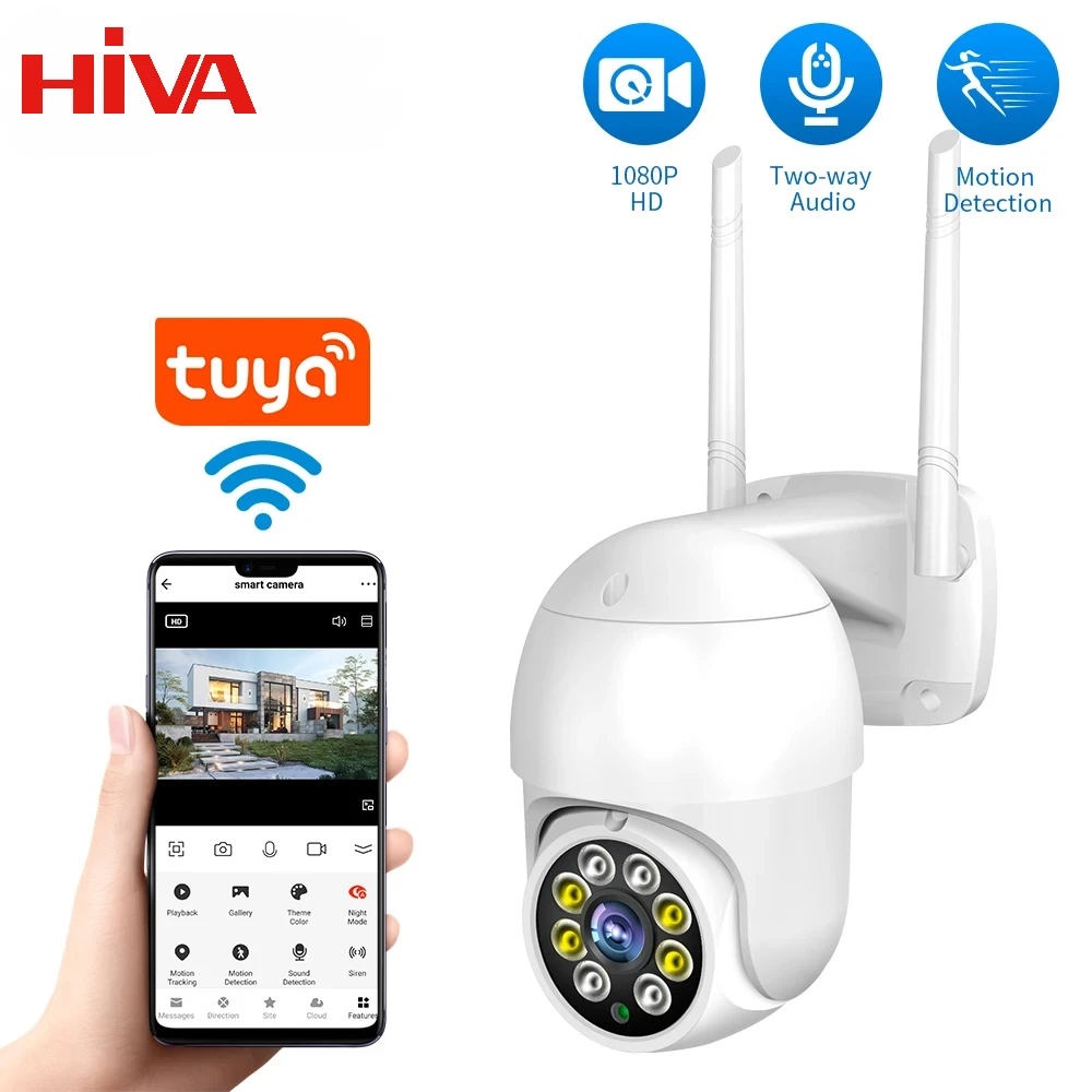 HIVA PTZ Wi-Fi Camera Outdoor Camera Waterproof CCTV IP Camera IR Night Vision 1080P 2MP Surveillance Camera With Auto Tracking