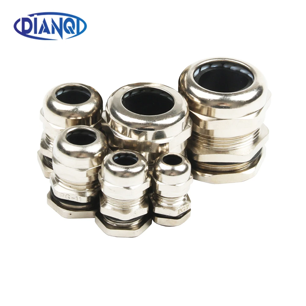 Brass Metal cable glands IP68 PG7 PG9 PG11 PG13.5 PG21 PG25 PG29 Waterproof Connector Cable Gland Straight through
