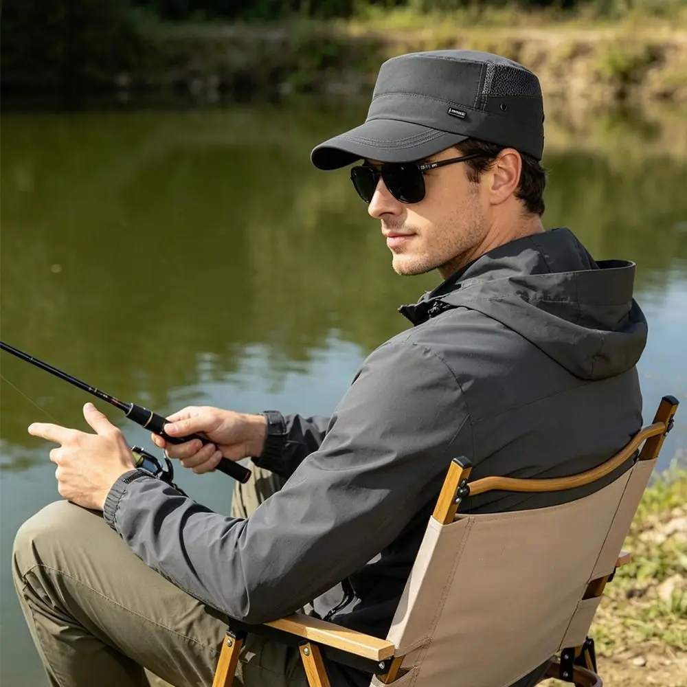 

Fashion Anti-UV Fishing Hat Quick-drying Breathable Sun Hat Casual Adjustable Flat Top Hat Spring Summer