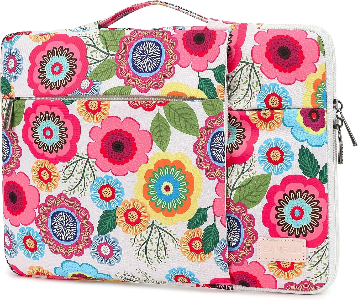 

360° Protective Laptop Sleeve with Handle for 15-16 inch MacBook Air/Pro and 15.6 inch Screens, Floral Design