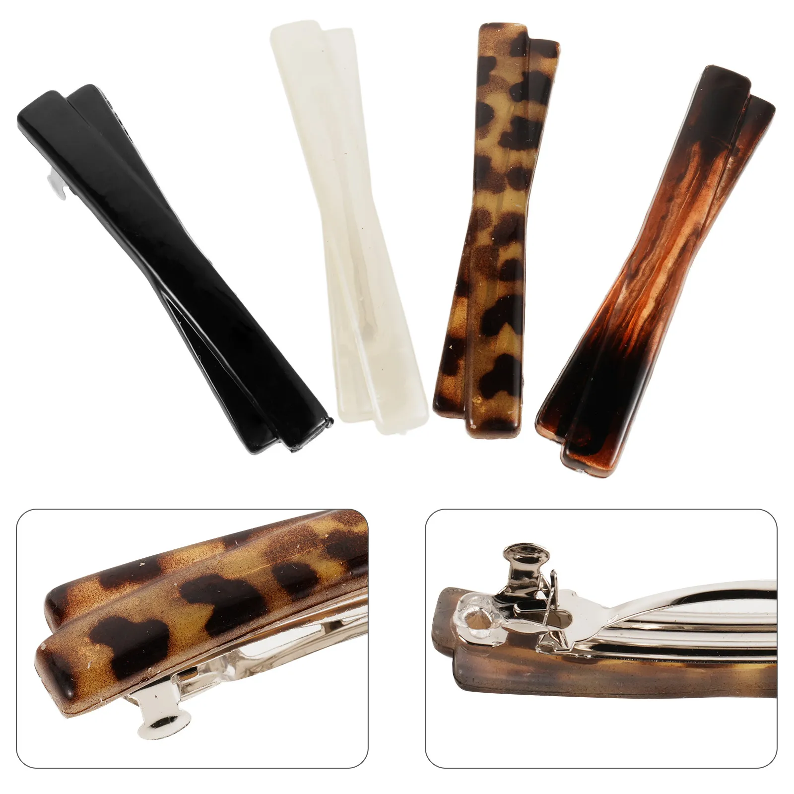 

8Pcs Leopard Print Automatic Spring Clip French Hair Barrettes Non-Slip Vintage Style Women Thick Thin Long Short Hair