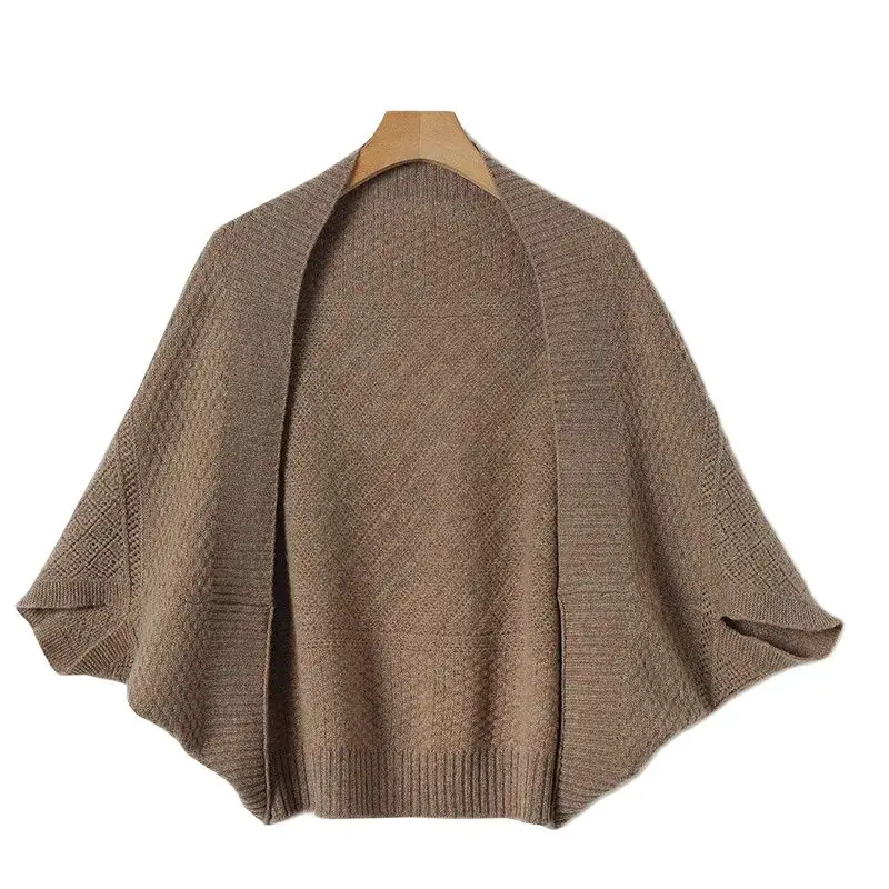 BirdTree, 100%Australian Wool Warm Shawl, Woman Simple Loose Shoulder Protection Cardigan, 2024 Autumn Winter New Scarf A48437QC