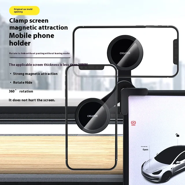 Dla Tesla Model 3/Y NIO BYD ekran samochodowy uchwyt na telefon magnetyczny akcesoria MagSafe iPhone obracać ukryty uchwyt magnetyczny 16 15 14 13