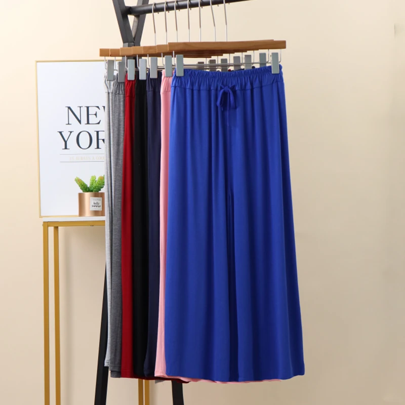 

Modal Loose Wide Leg Pants Women's Summer Thin Sun Protection Casual Pants High Waist Nine Points Air Conditioning Trousers