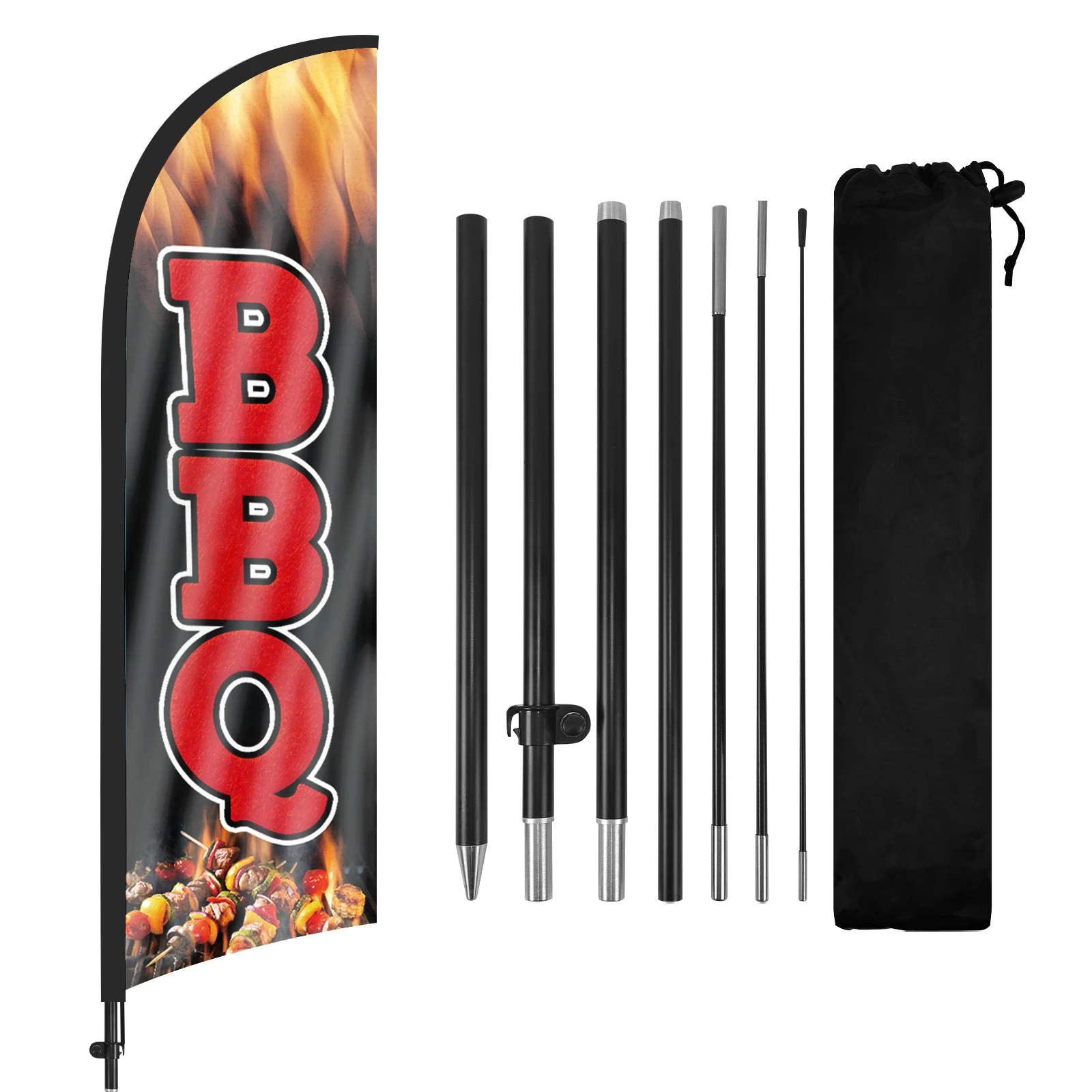 FSFLAG 1PCS 280CM The BBQ Feather Flag with Flagpole Advertising Outdoor Banner Decoration for Business and Storefront