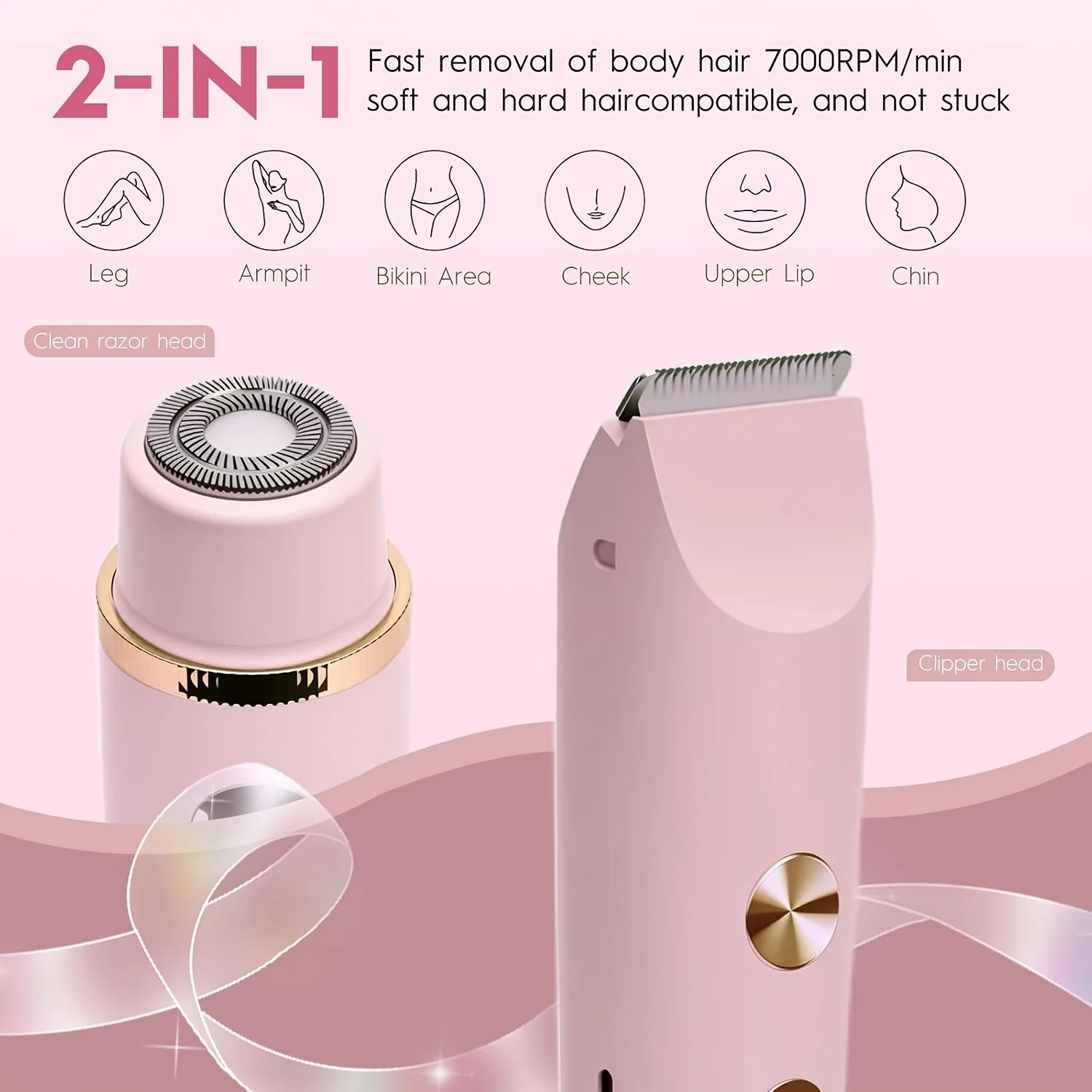 2-In-1 Ladies Haircut and Electric Shaver - USB Charging, Double Head Design, Integrated Trimmer and Shaver, Comfortable Grip, Battery Included, Portable Hair Removal and Shaving Tools, Ideal for Holiday Gifts, Hair Removal Gadgets