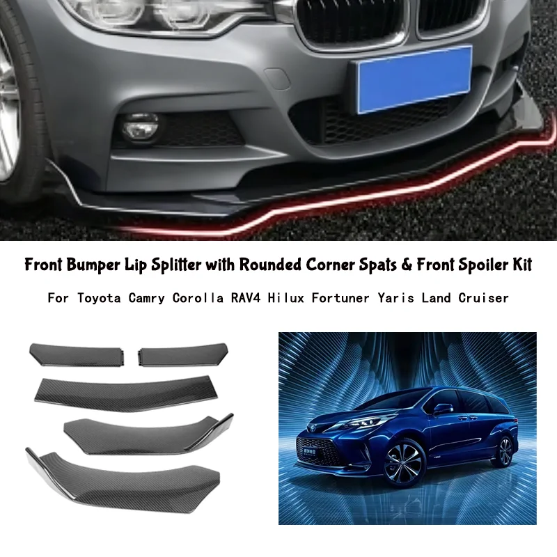 5-Segment Adjustable Front Bumper Lip Splitter Body Kit For Toyota Camry Corolla RAV4 Hilux Fortuner Yaris Land Cruiser