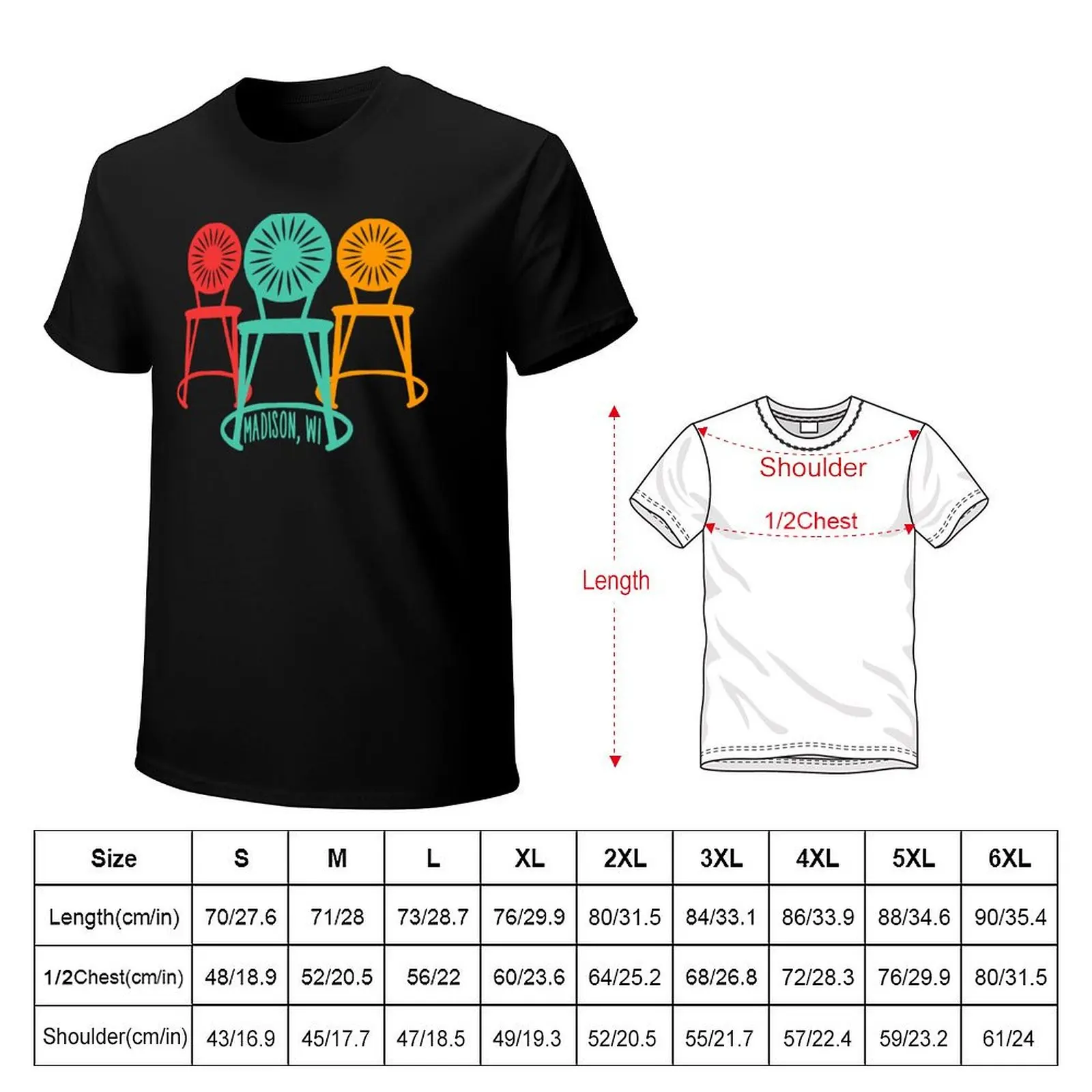 Terrace Chairs - Red, BlueGreen, Orange T-Shirt t shirts for man graphic funny T-Shirt
