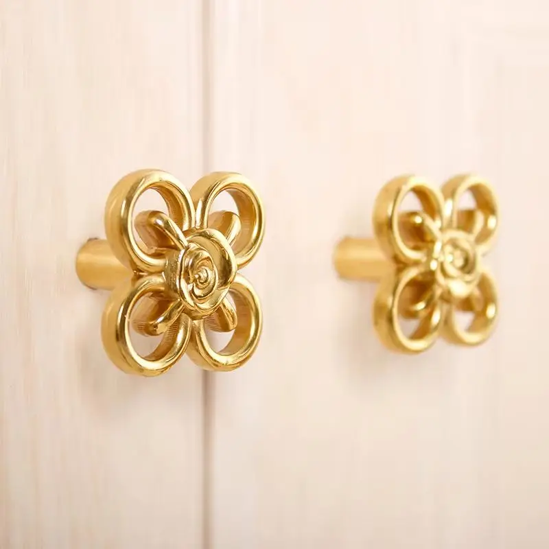 

8 шт., твердая латунь, цветочный дизайн, мебельные ручки, ручки для ящиков, шкаф, шкаф, комод, дверные ручки для шкафа
