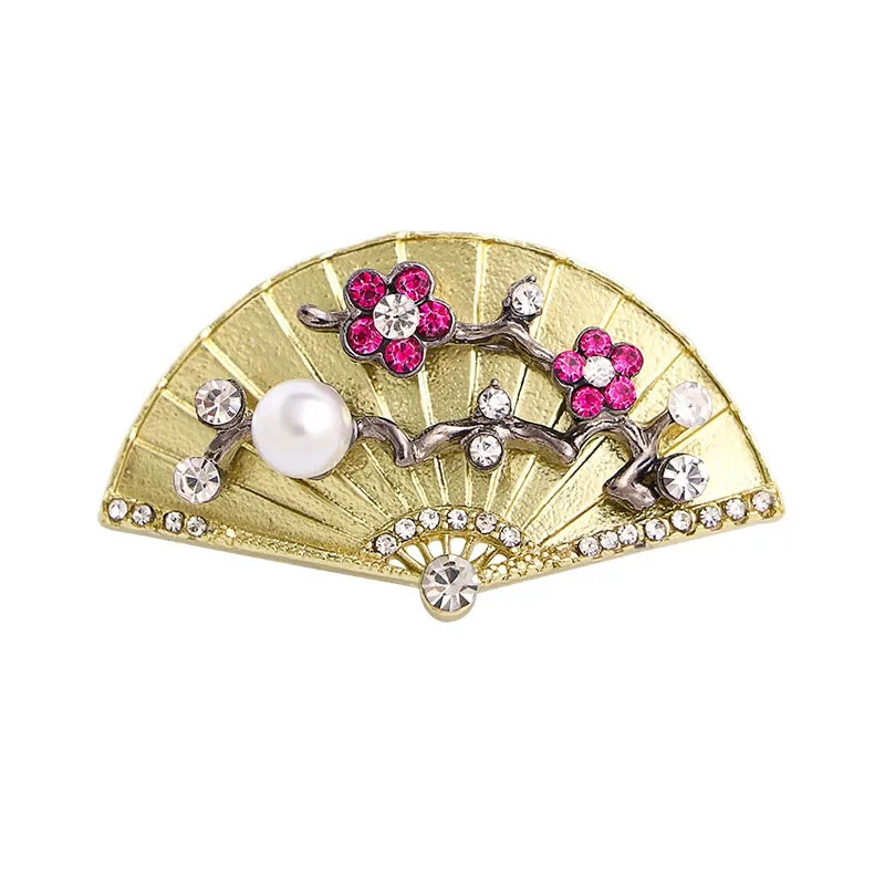 Women's Light Luxury Clothing Accessories Suits Fashionable Temperament Flower Vintage Fan New Chinese Plum Blossom Brooch