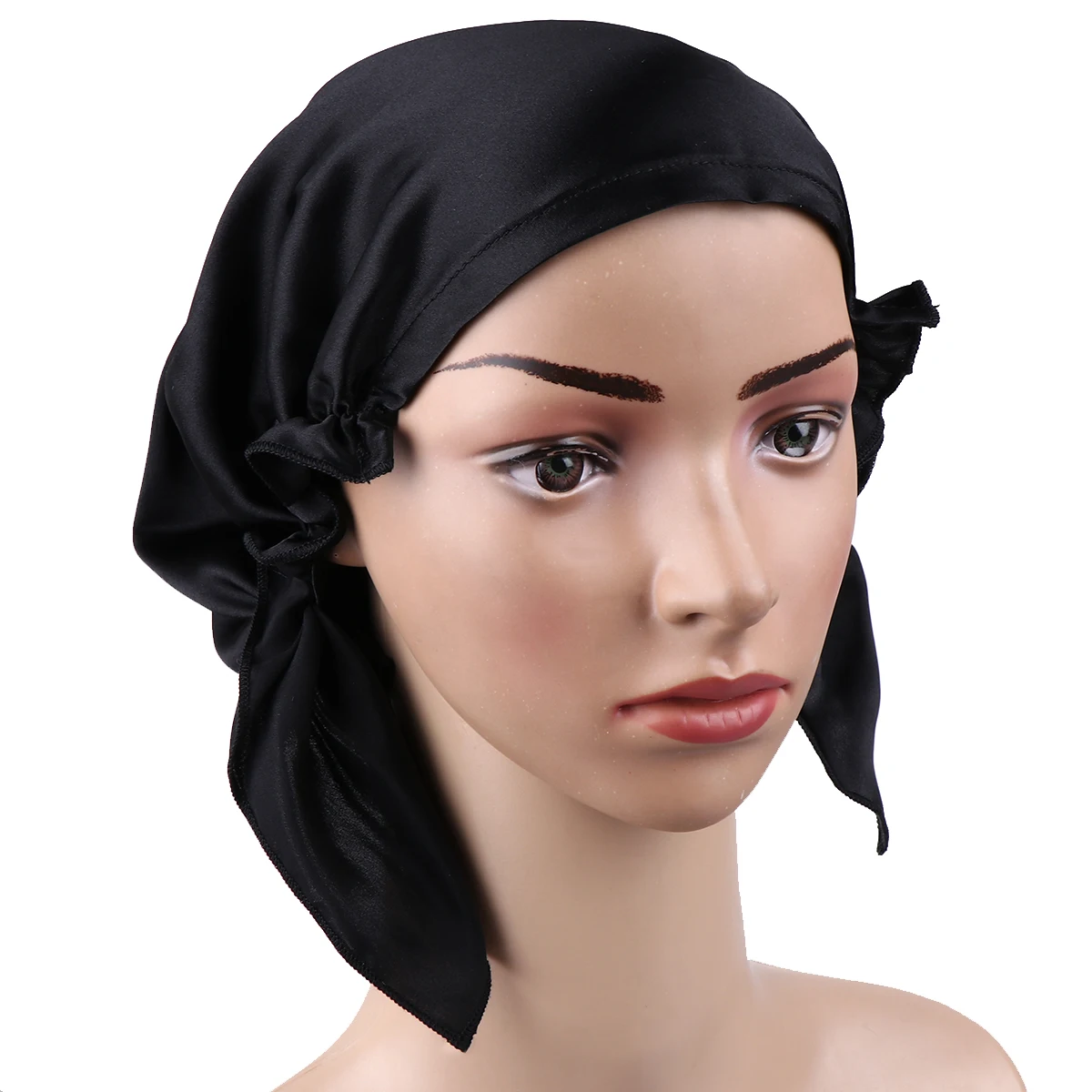 

Silk Sleep Bonnet Maternity Hat Chemotheraphy Cap Woman Triangle Black Bathcap Hair Protection Comfortable Long Use