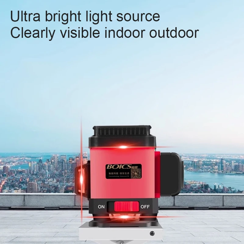 

8/12/16 Line Red Laser Level High-precision Strong Light Fine Line Automatic Leveling Wall Floor Pasting with Remote Control